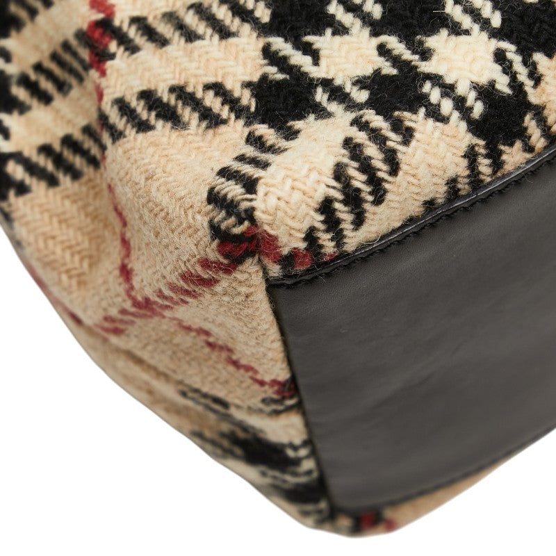 Burberry Nova Check Wool Leather Shoulder Bag - Image 11