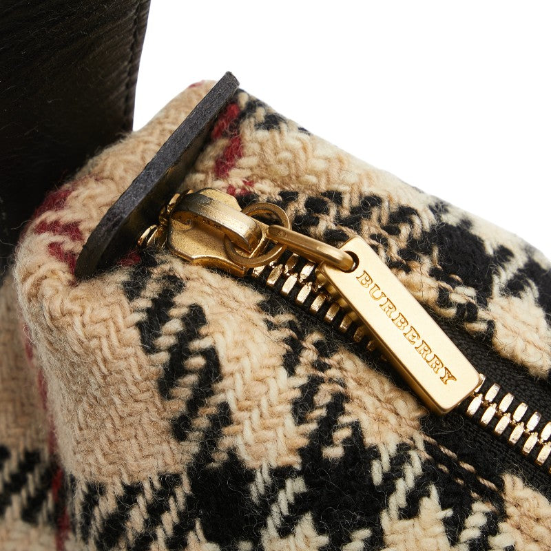 Burberry Nova Check Wool Leather Shoulder Bag - Image 13
