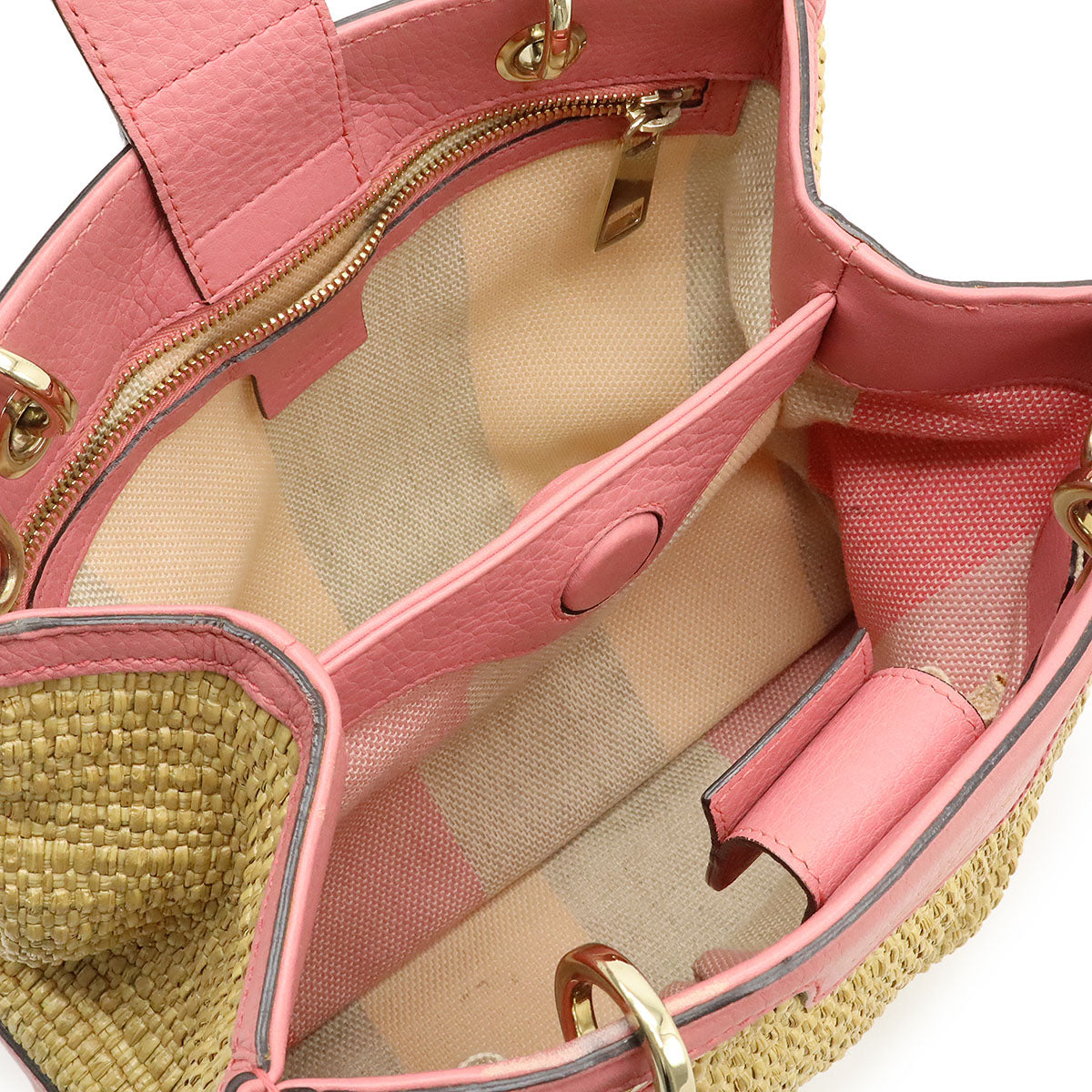 Gucci Bamboo Small Shopper Straw Leather 2way Handbag - Image 6