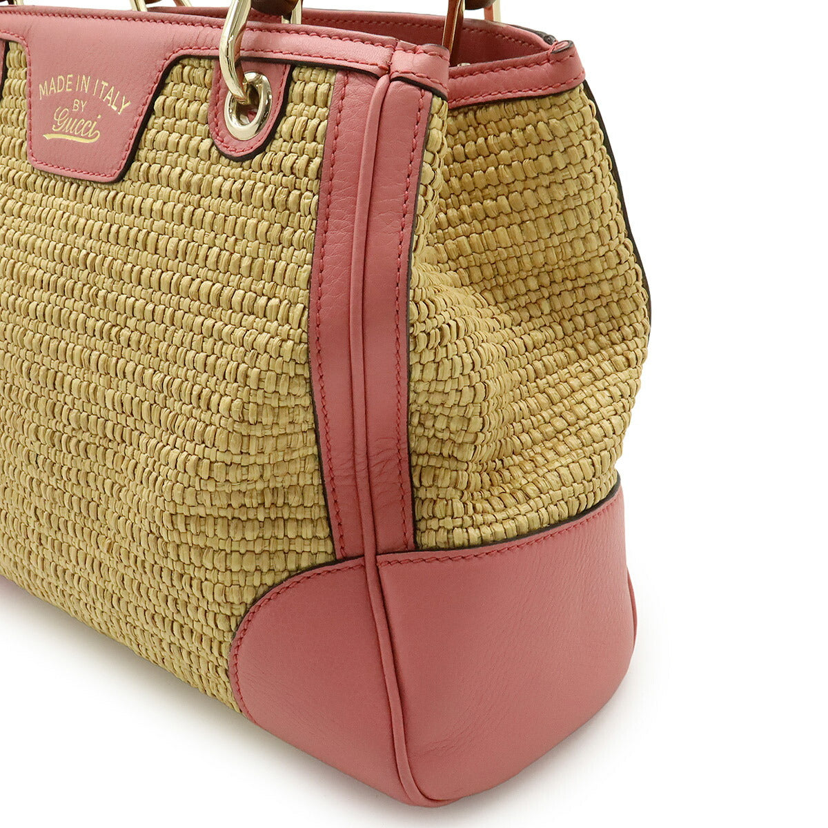 Gucci Bamboo Small Shopper Straw Leather 2way Handbag - Image 9