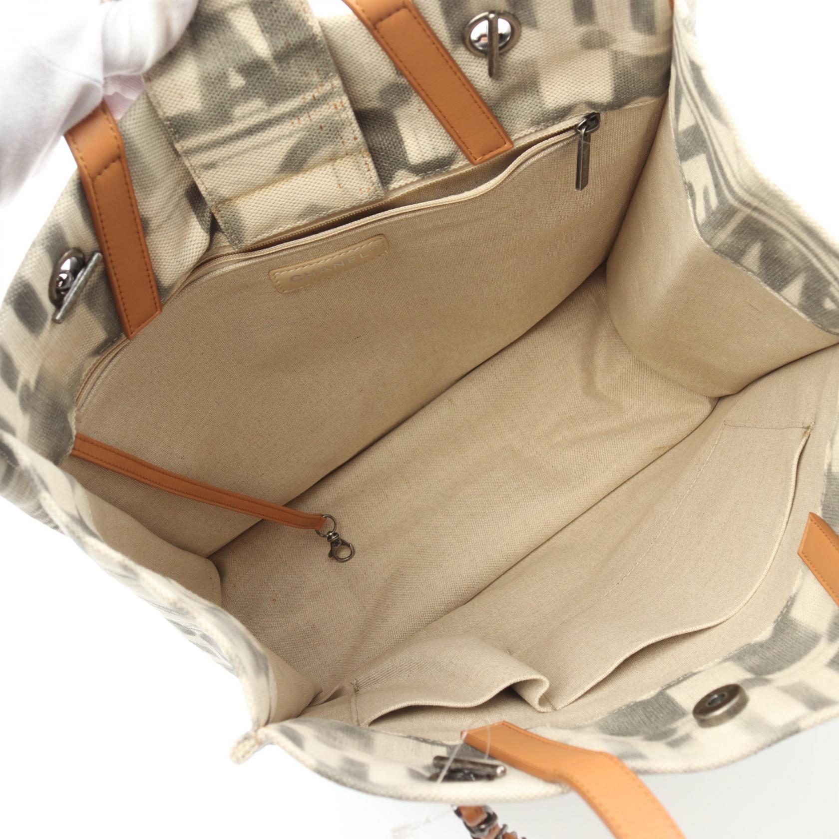 Chanel Coco Mark Canvas Leather Tote Bag - Image 3