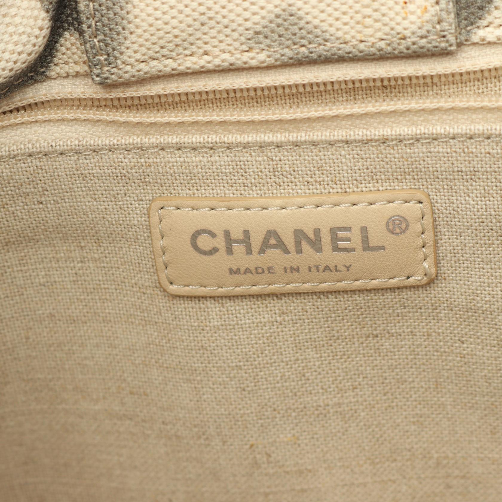 Chanel Coco Mark Canvas Leather Tote Bag - Image 4