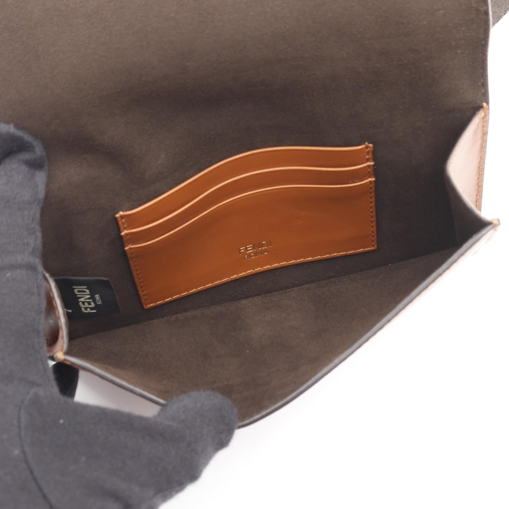 Fendi FLAT BAGUETTE Leather Canvas Shoulder Bag - Image 3