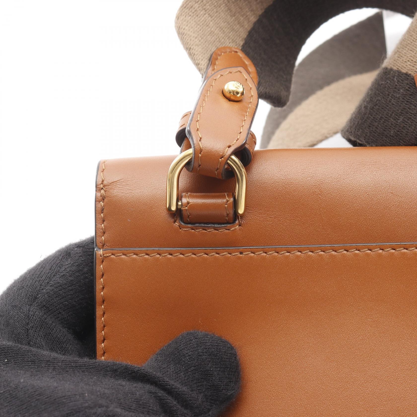 Fendi FLAT BAGUETTE Leather Canvas Shoulder Bag - Image 6