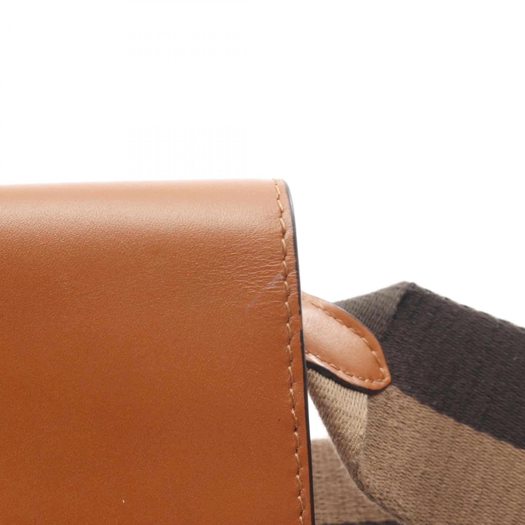 Fendi FLAT BAGUETTE Leather Canvas Shoulder Bag - Image 7