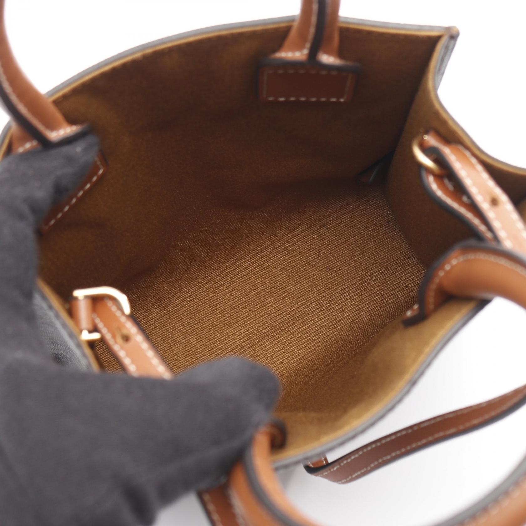 Celine Mini Vertical Cabas Triomphe PVC Coated Canvas Leather 2way Bag - Image 3