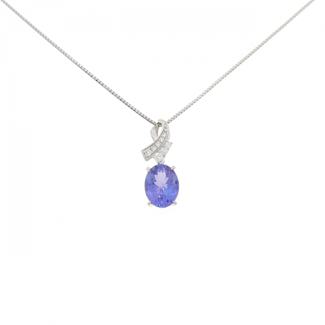 Pt900 Pt850 Tanzanite Diamond Necklace