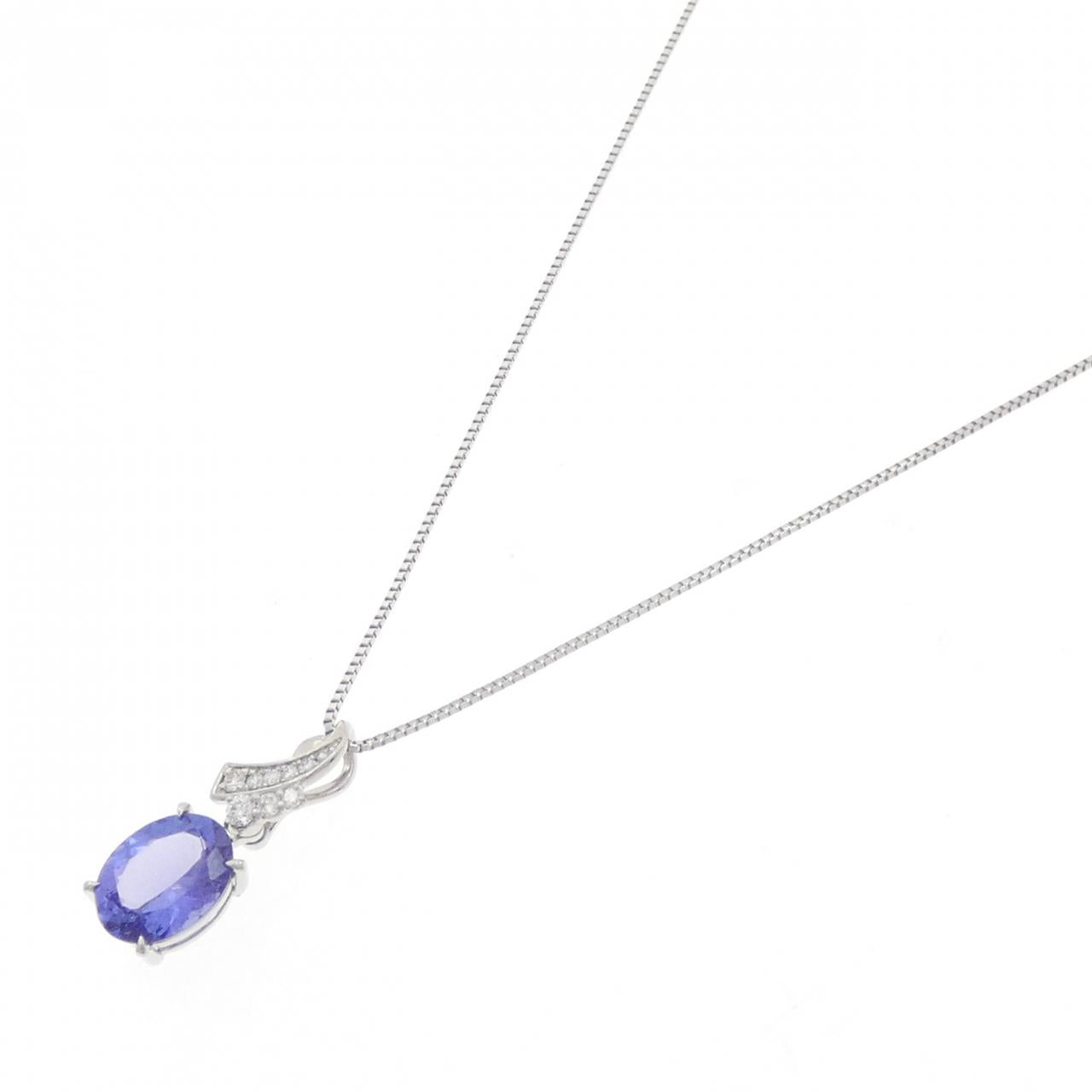 Pt900 Pt850 Tanzanite Diamond Necklace - Image 2