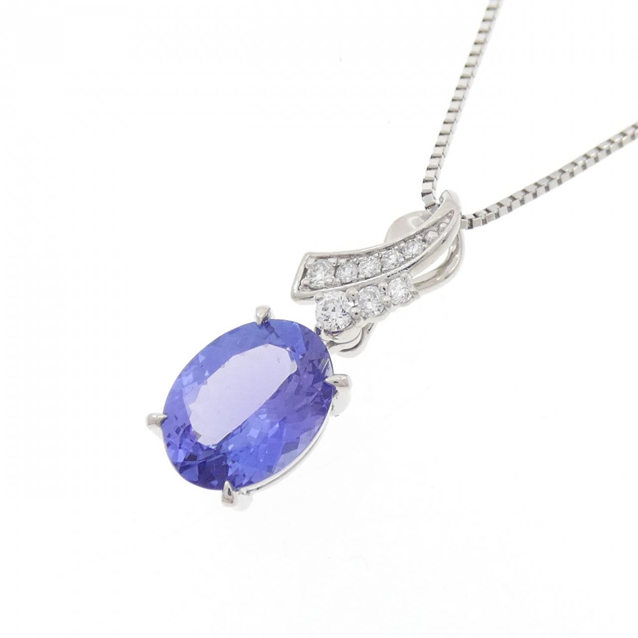Pt900 Pt850 Tanzanite Diamond Necklace - Image 3