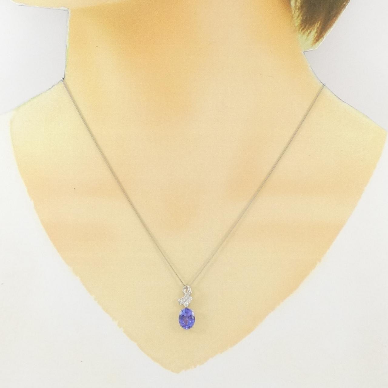 Pt900 Pt850 Tanzanite Diamond Necklace - Image 6