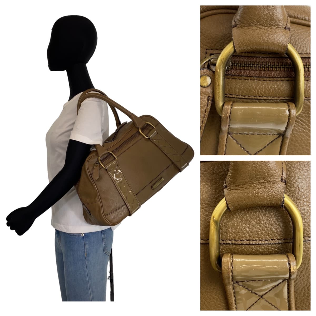 Burberry Medium Check Leather 2way Bag - Image 5