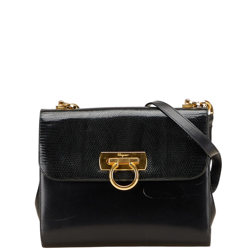 Salvatore Ferragamo Gancini Leather Shoulder Bag - Image 12
