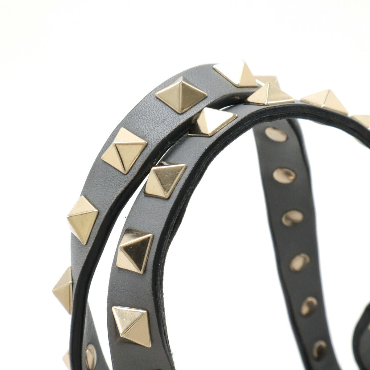 Valentino Garavani Leather Rockstud 2way Handbag Grey - Image 4