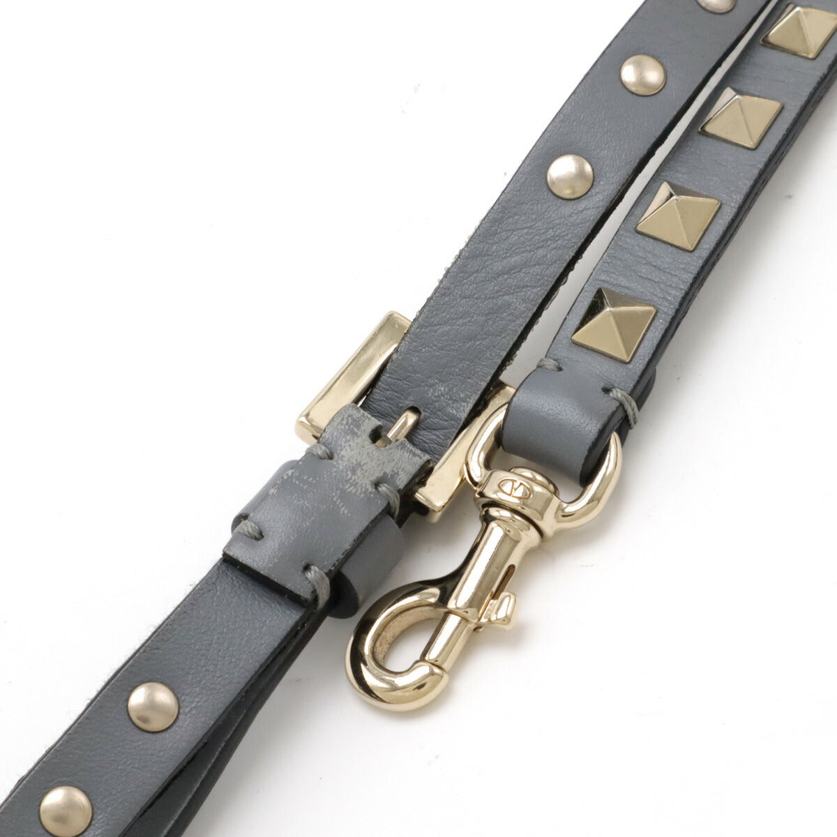 Valentino Garavani Leather Rockstud 2way Handbag Grey - Image 5