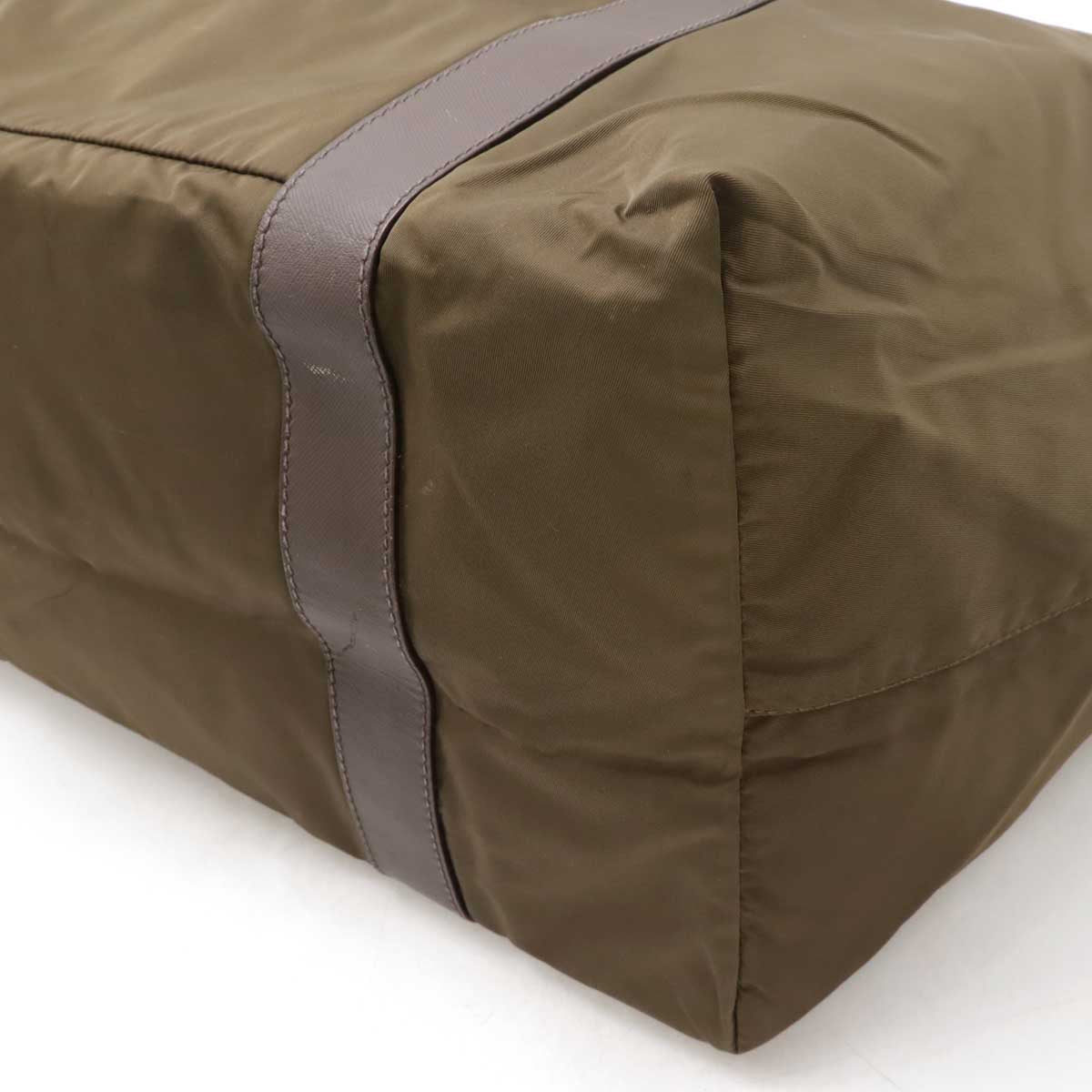 Prada Nylon Leather Triangle Logo Boston Bag Travel Bag V49Z - Image 3