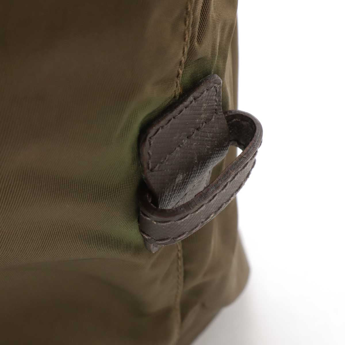 Prada Nylon Leather Triangle Logo Boston Bag Travel Bag V49Z - Image 4