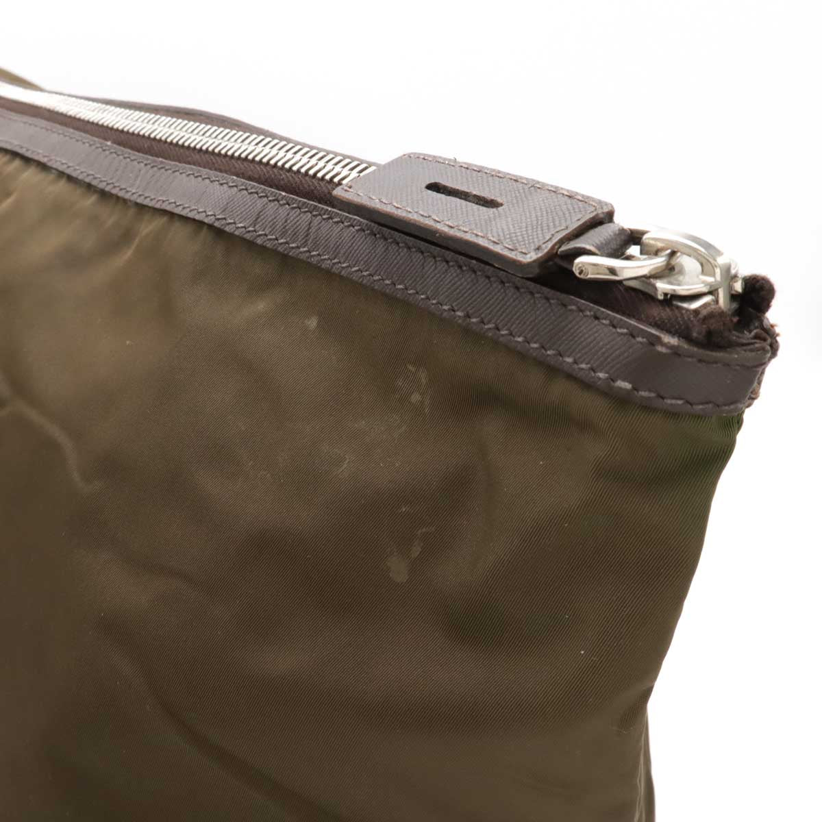 Prada Nylon Leather Triangle Logo Boston Bag Travel Bag V49Z - Image 5