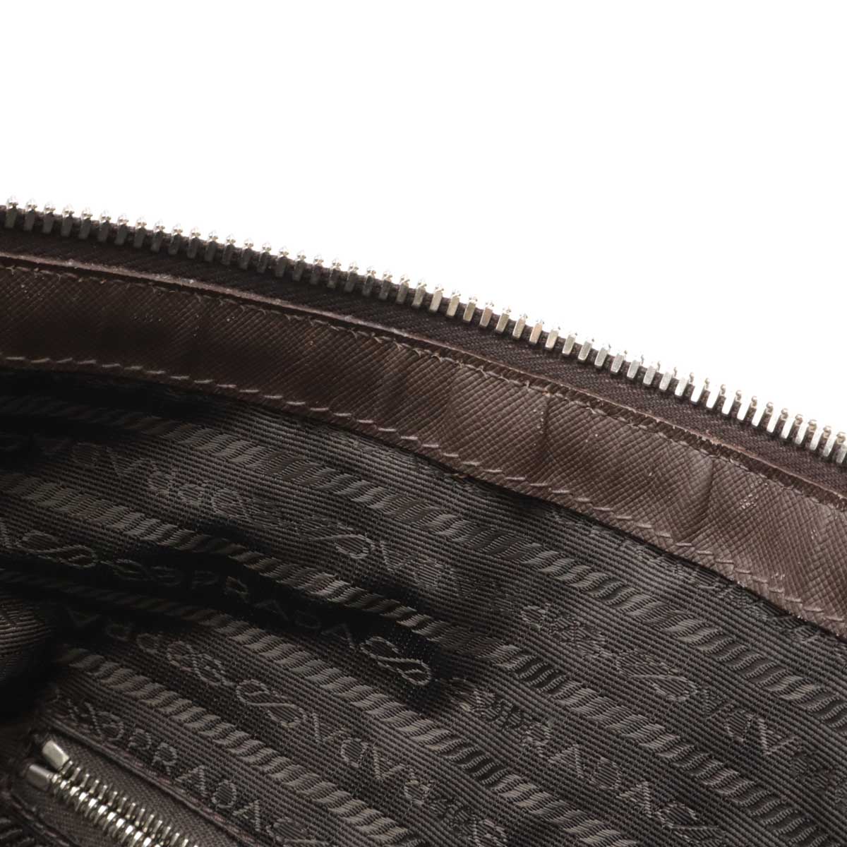 Prada Nylon Leather Triangle Logo Boston Bag Travel Bag V49Z - Image 7