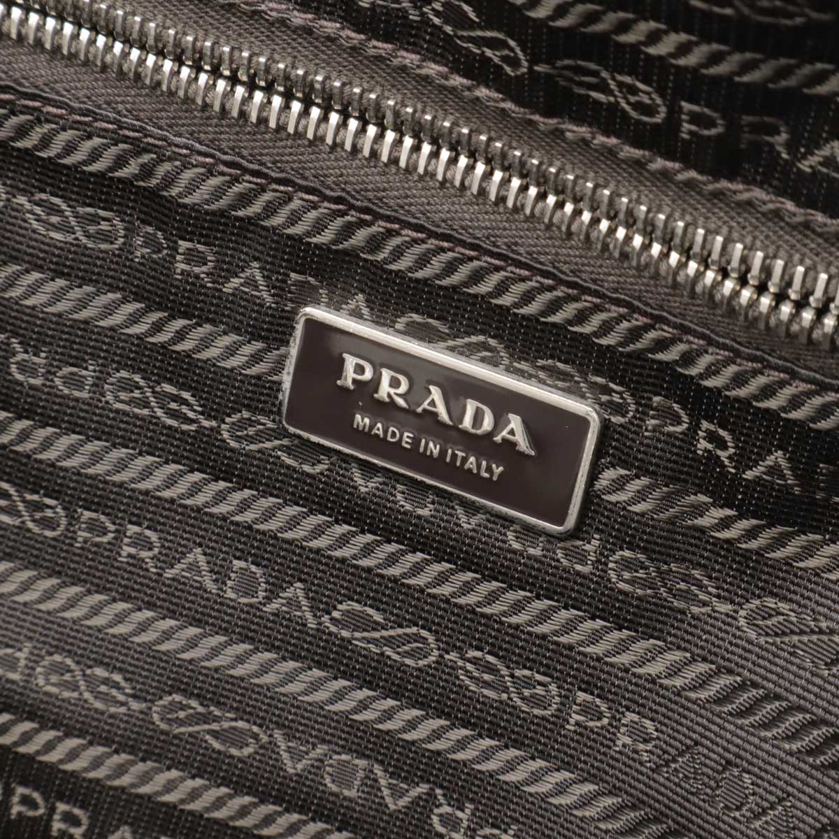 Prada Nylon Leather Triangle Logo Boston Bag Travel Bag V49Z - Image 8