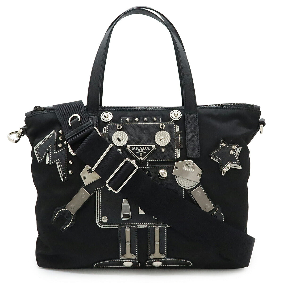 Prada Robot Triangle Logo 2way Handbag