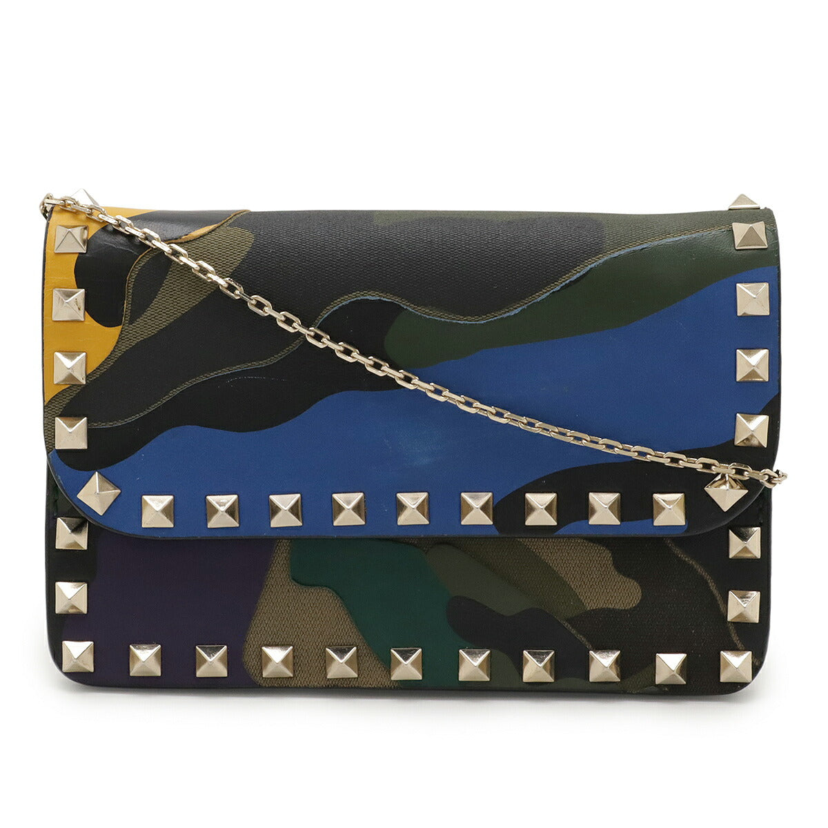Valentino Garavani Rockstuds Leather Canvas Shoulder Bag