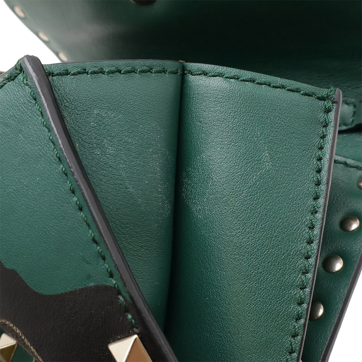 Valentino Garavani Rockstuds Leather Canvas Shoulder Bag - Image 8