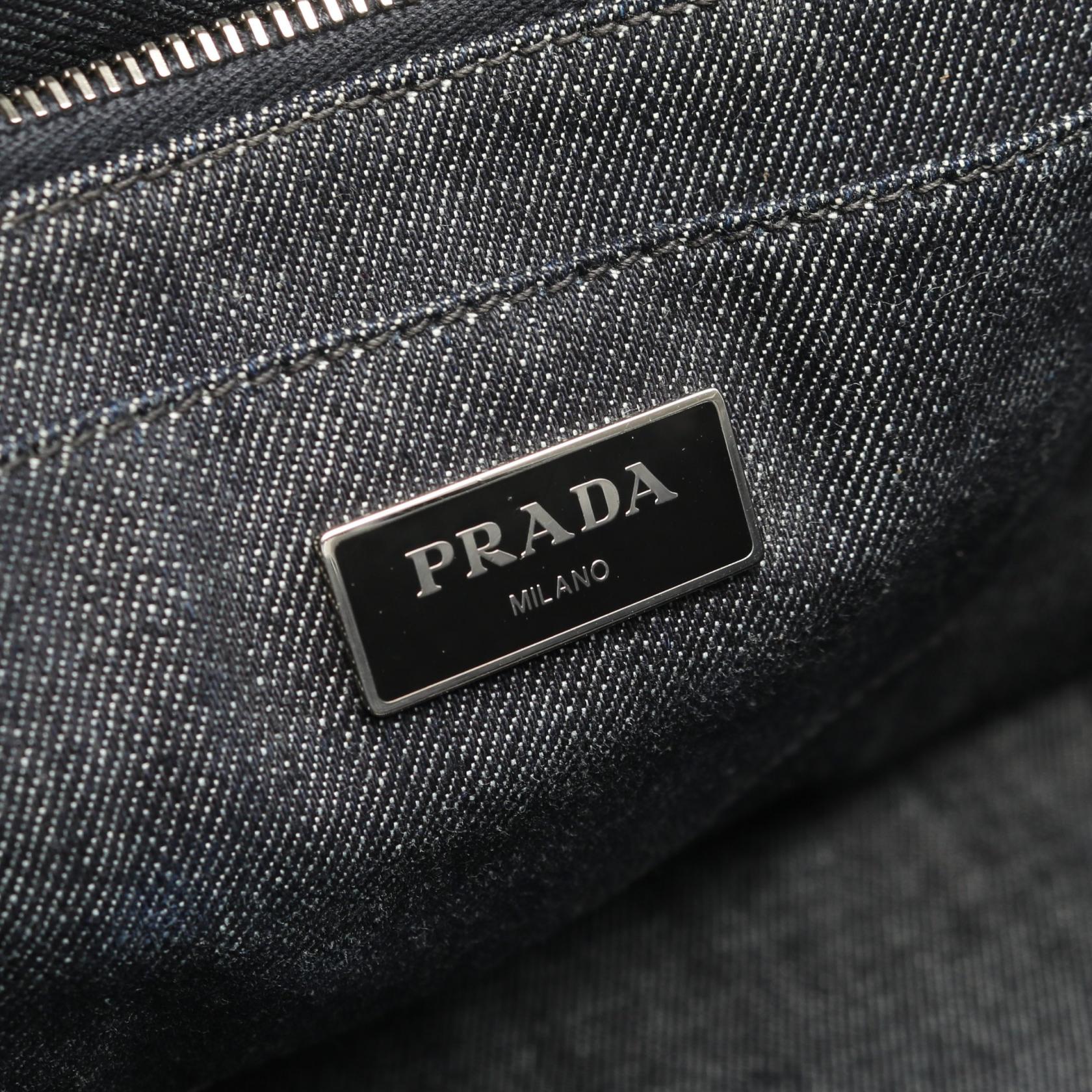 Prada CANAPA DENIM Tote Bag - Image 4