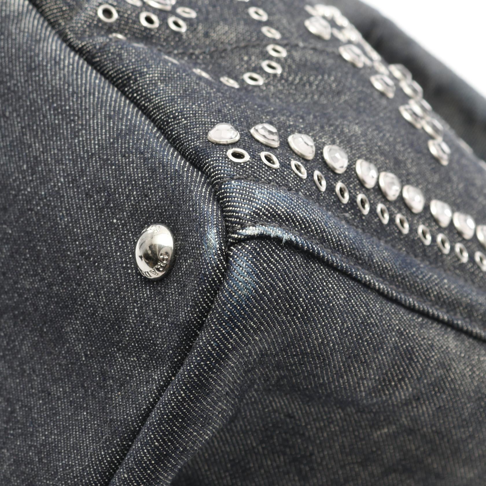 Prada CANAPA DENIM Tote Bag - Image 7
