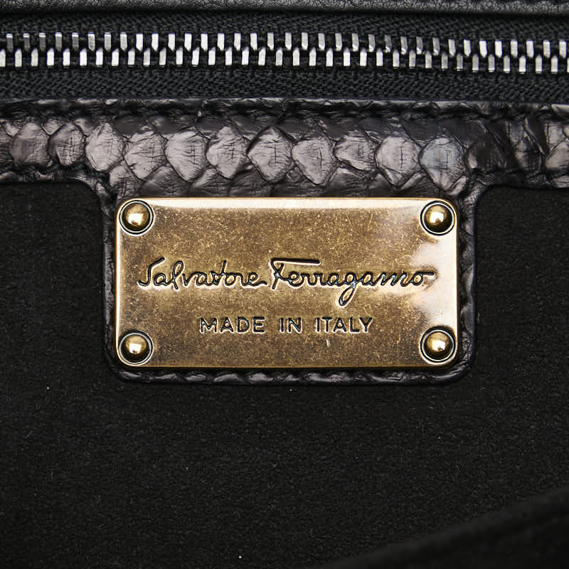 Salvatore Ferragamo Vara Ribbon Python Handbag - Image 11