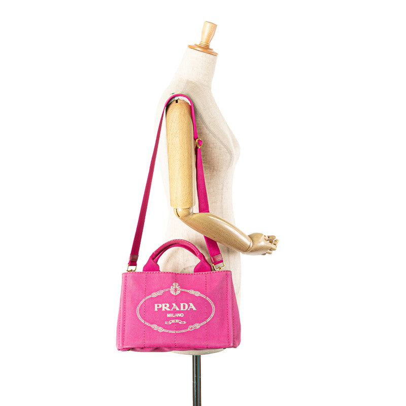 Prada Canapa Triangle Logo Canvas 2way Bag - Image 12